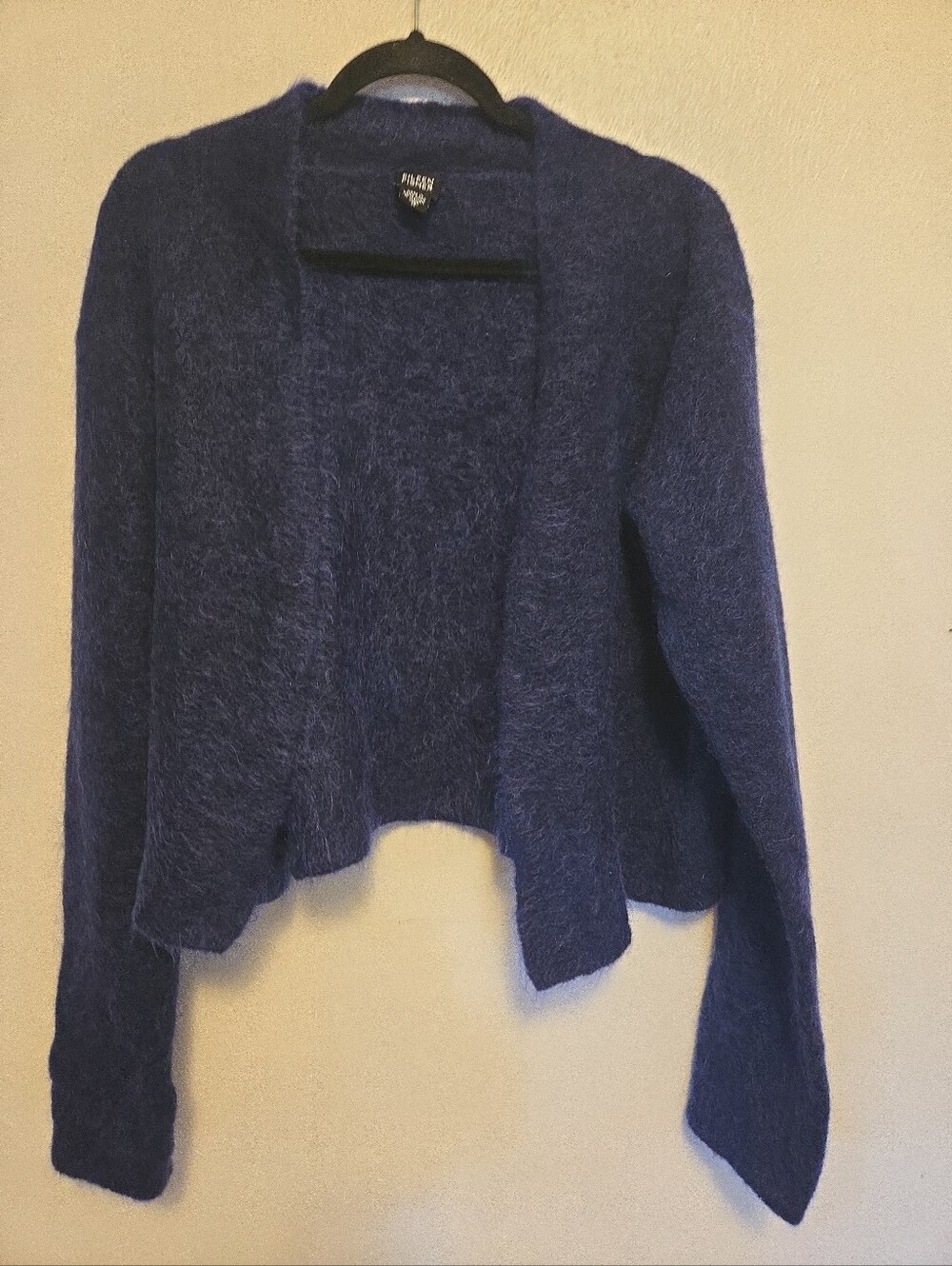 Eileen Fisher Mohair Wool Blend Cardigan Sweater Oversized Fit Navy M